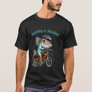 Camiseta Tudo É Possível! Peixe Andando de Bicicleta!