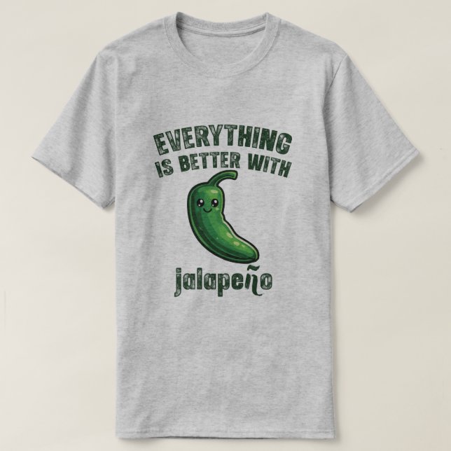 Camiseta Tudo Fica Melhor Com Jalapeños (Frente do Design)