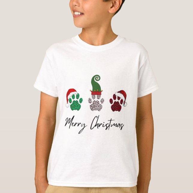 Camiseta Tudo o que é italiano Greyhound Feliz Natal Paw P (Frente)