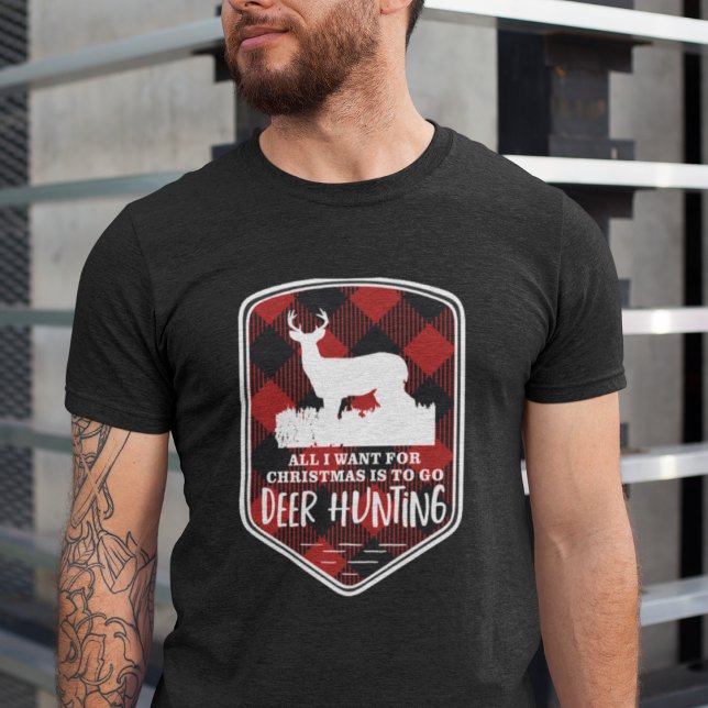 Camiseta Tudo o que eu quero no Natal é os Deer Hunting Xad (Criador carregado)
