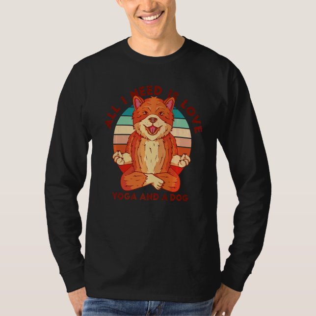 Camiseta Tudo O Que Preciso É Amar Ioga E Um Cão (Frente)