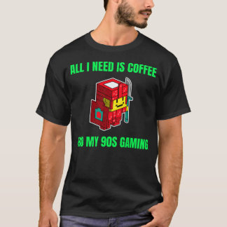 Camiseta Tudo o que preciso é café e meus jogos dos anos 90