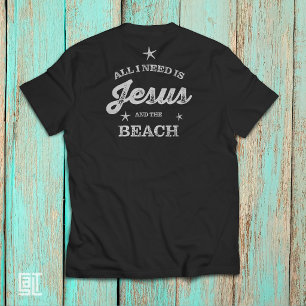 Camiseta Tudo o que Preciso é Jesus e a Praia Citação Crist
