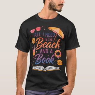 Camiseta Tudo o que Preciso é Praia Um Livro Verão Amante d