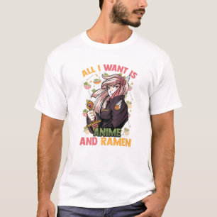 Camiseta Tudo O Que Quero É Anime E Ramen - Cute Kawaii -
