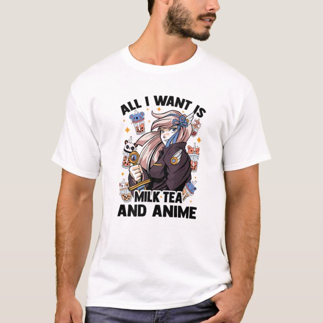 Camiseta Tudo O Que Quero É Chá De Leite E Anime - Kawaii C (Frente)