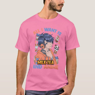 Camiseta Tudo O Que Quero É Chá De Leite E Anime - Kawaii C