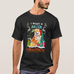 Camiseta Tudo O Que Quero É Um Akita Para O Natal Feliz Nat