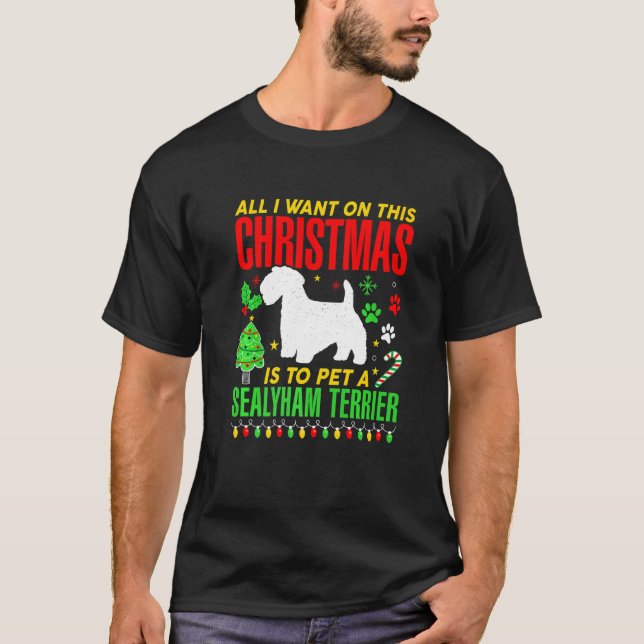 Camiseta Tudo O Que Quero Neste Natal É Pôr Um Sealyham (Frente)