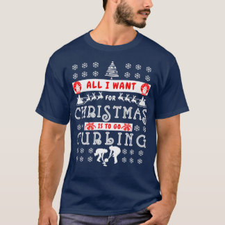 Camiseta Tudo o que quero no Natal é ir ao Curling