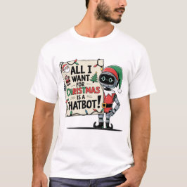 Camiseta 🤖 Tudo o que quero no Natal é um Chatbot Engraçad