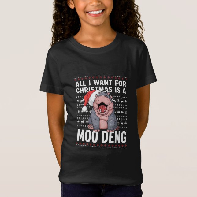 Camiseta Tudo o que quero no Natal é um Moo Deng (Frente)