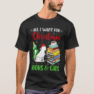 Camiseta Tudo o que Quero no Natal são Livros & Gatos Fofos