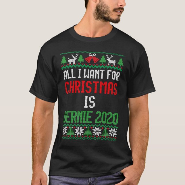 Camiseta Tudo o que quero para o Natal é Bernie 2020 Bernie (Frente)