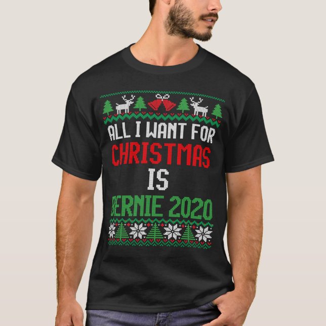 Camiseta Tudo o que quero para o Natal é Bernie 2020 Bernie (Frente)