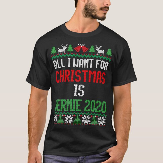 Camiseta Tudo o que quero para o Natal é Bernie 2020 Bernie (Frente)