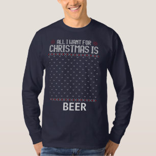 Camiseta Tudo o que se quer no Natal é Beer Mens Long Sleev