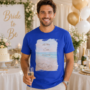 Camiseta Tudo O Que Vemos É Amor Praia Corações Areia Azul