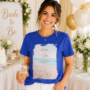 Camiseta Tudo o que Vemos é Amor Praia Corações Areia Azul