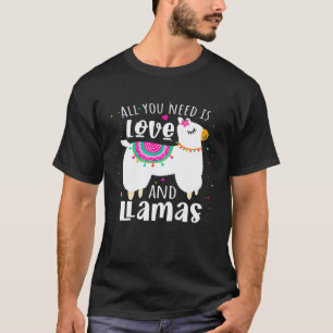 Camiseta Tudo o que Você Precisa é Amor e Lhamas amante de