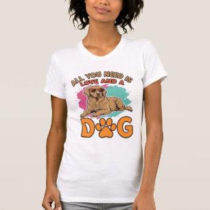 Camiseta Tudo o que Você Precisa É Amor e um Cachorro Vinta