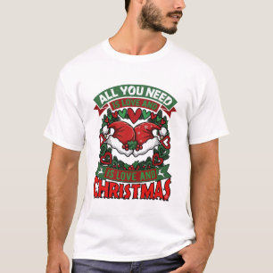 Camiseta Tudo o que Você Precisa É Amor Natal Chapéus de Pa