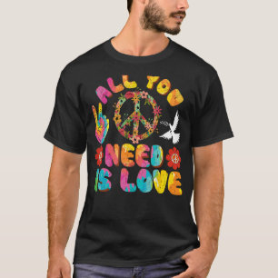 Camiseta Tudo o que você precisa é sinal de paz de empate d