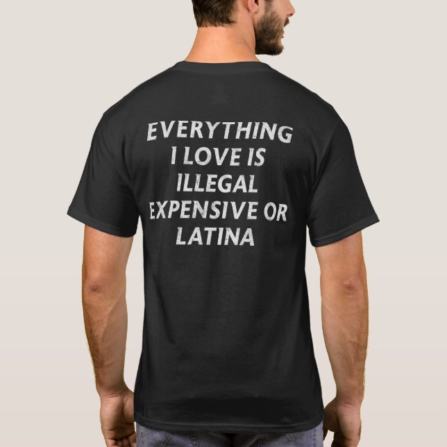 Camiseta Tudo Que Eu Amo É Ilegal Caro Ou Latina (Verso)