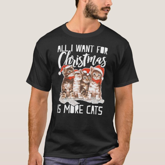 Camiseta Tudo Que Eu Quero No Natal É Mais Gatos Engraçados (Frente)