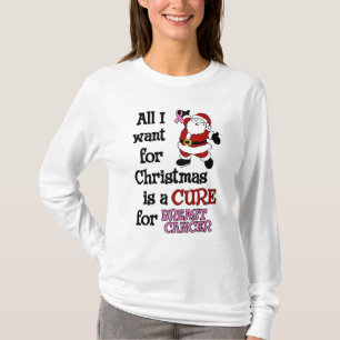 Camiseta Tudo que eu quero para o cancro da mama do Natal