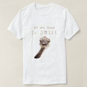 Camiseta Tudo Que Precisamos É Sorrir - Feliz avestruz - F