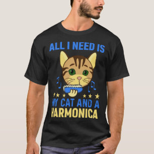 Camiseta Tudo Que Preciso É Do Meu Gato E Um Harmonicista E