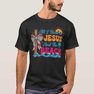 Camiseta Tudo Que Preciso É Jesus E A Praia Retro Cristão