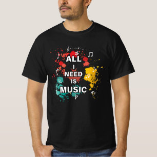 Camiseta Tudo que preciso é música, amantes coloridos da mú