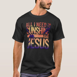 Camiseta Tudo Que Preciso É Sol E Jesus Retro Cristão B