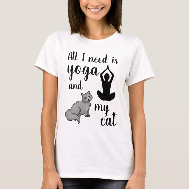 Camiseta Tudo que preciso é Yoga e meu gato (Frente)