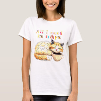 Camiseta Tudo que preciso são soneca: Ilustração de Gato So