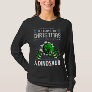 Camiseta Tudo Que Quero É Um Dinossauro Ugly Xmas S