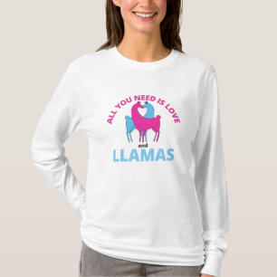 Camiseta Tudo Que Você Precisa É De Amor E Lhamas Animais B