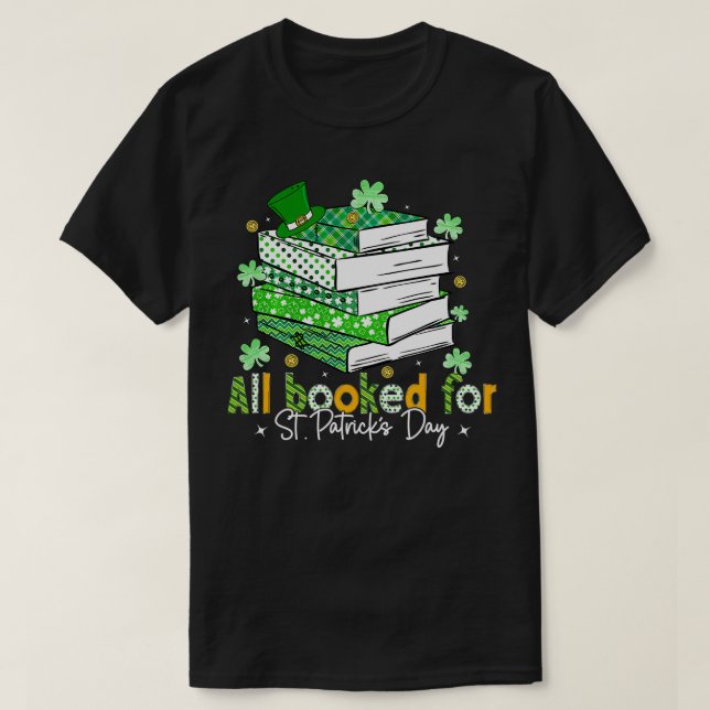 Camiseta Tudo Reservado Para Bibliotecas De Shamrock De Dia (Frente do Design)