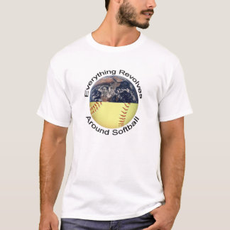 Camiseta Tudo revolve em torno do softball