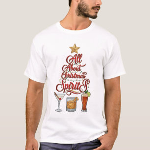 Camiseta Tudo Sobre Espíritos de Natal Coquetéis Whisky Est