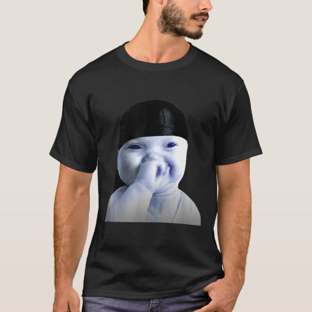 Camiseta Tuff Ai Niche Baby Holding Laugh Meme In Durag  (Frente)