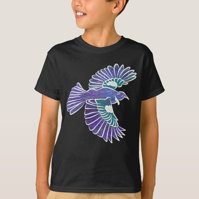 Camiseta Tui Bird, Voando na Nova Zelândia (Frente)