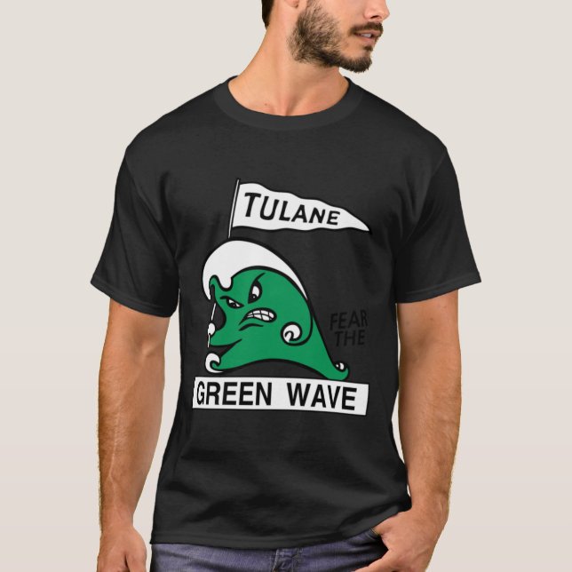 Camiseta Tulane Retro Medo A Onda Verde (Frente)