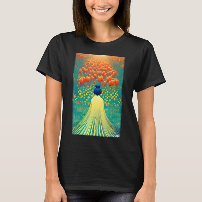 Camiseta Tulip Lily Flower Primavera Meadow Green Gard Natu (Frente)