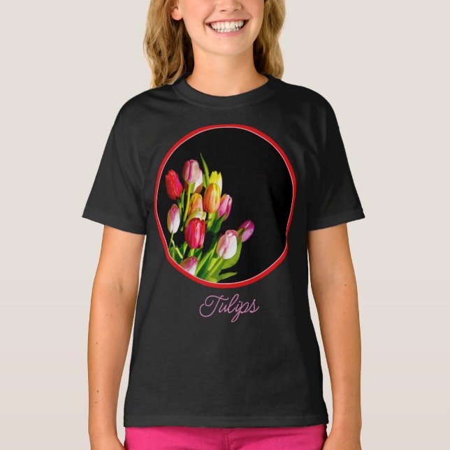 Camiseta Tulip Painting - Original Flower Art T-Shirt (Frente)