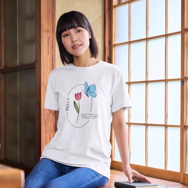 Camiseta Tulipa & Borboleta (Criador carregado)