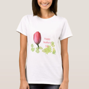 Camiseta tulipa vermelha, feliz dia das mães