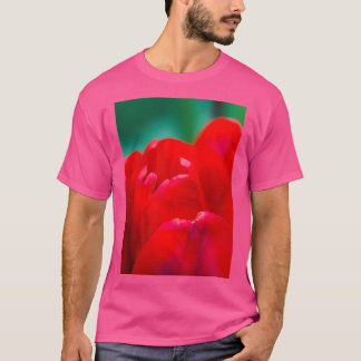 Camiseta Tulipa vermelha linda num leve e desfocado fundo v